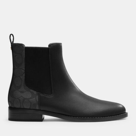 New COACH  Meredith Bootie In Signature Canvas Black/Charcoal - Picture 6 of 7
